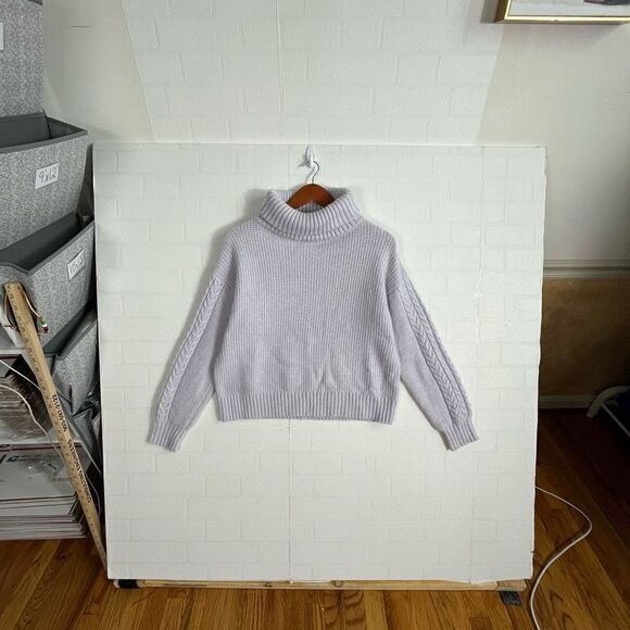 Something Navy Light Lilac Knit Turtleneck Sweater size Small - Picture 2 of 14